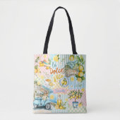 Mediterranean pink Turquoise Citrus Collage Tote Bag (Voorkant)