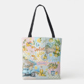 Mediterranean pink Turquoise Citrus Collage Tote Bag (Achterkant)