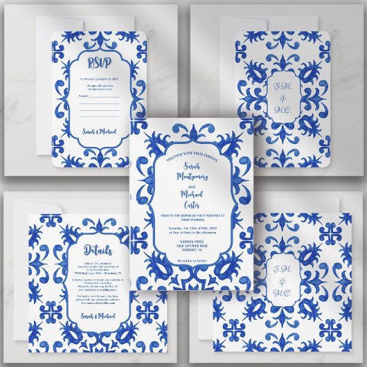 Mediterranean Portuguese Blue Tile Custom Kaart
