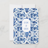 Mediterranean Portuguese Blue Tile  Save The Date (Achterkant)