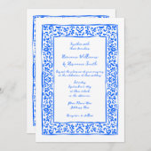 Mediterranean RSVP QR Hand Drawn Blue Wedding Kaart (Voorkant / Achterkant)