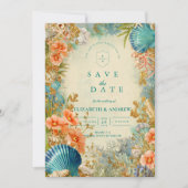 Mediterranean Seashell Elegance Wedding Save The Date (Voorkant)