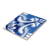 Mediterranean style Azur flower blue big pattern Tegeltje (Zijkant)