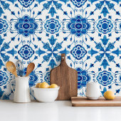 Mediterranean style Azur flower blue pattern Tegeltje