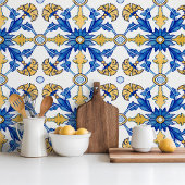 Mediterranean style Azur yellow blue big pattern Tegeltje
