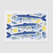 Mediterranean Summer Blue and Yellow Sardines Tissuepapier (Voorkant)