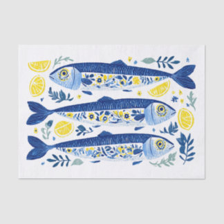 Mediterranean Summer Blue and Yellow Sardines Tissuepapier