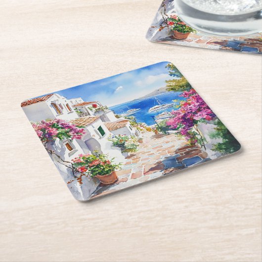 Mediterranean Summer Kartonnen Onderzetters (Schuin)
