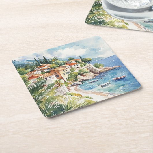 Mediterranean Summer Kartonnen Onderzetters (Schuin)