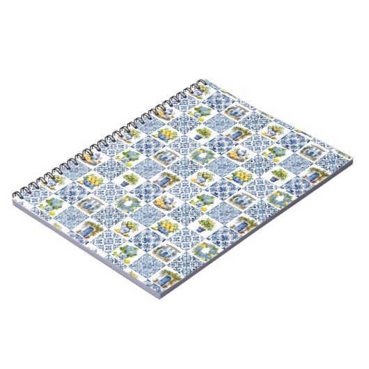 Mediterranean Summer Lemon Pattern Notitieboek (Linkerzijde)