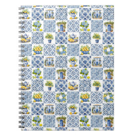 Mediterranean Summer Lemon Pattern Notitieboek