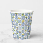 Mediterranean Summer Lemon Pattern  Papieren Bekers (Achterkant)