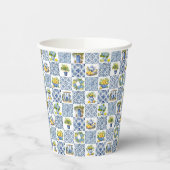 Mediterranean Summer Lemon Pattern  Papieren Bekers (Links)