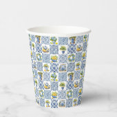 Mediterranean Summer Lemon Pattern  Papieren Bekers (Rechts)