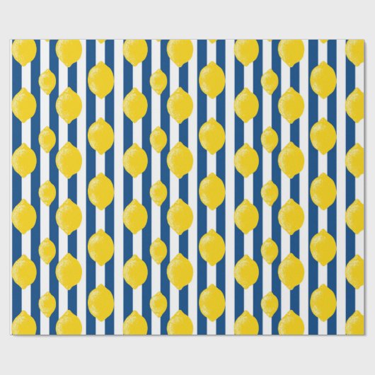 Mediterranean Summer Stripes and Lemons Cadeaupapier (Vlak)