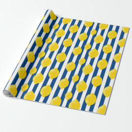 Mediterranean Summer Stripes and Lemons Cadeaupapier