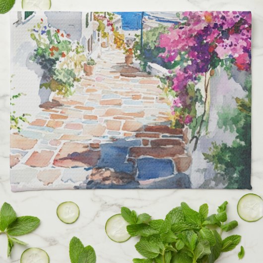 Mediterranean Summer Theedoek (Gevouwen)