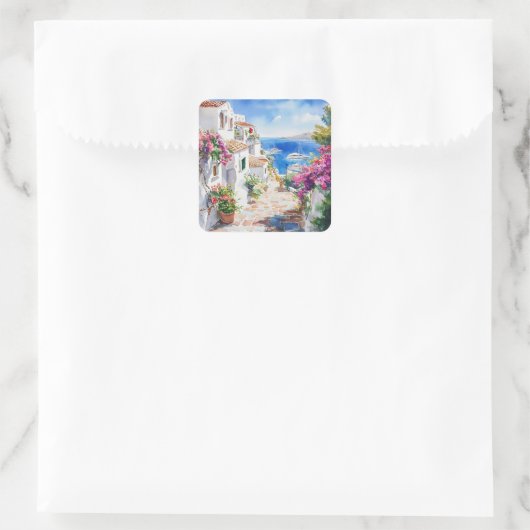 Mediterranean Summer Vierkante Sticker (Tas)