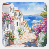 Mediterranean Summer Vierkante Sticker (Voorkant)