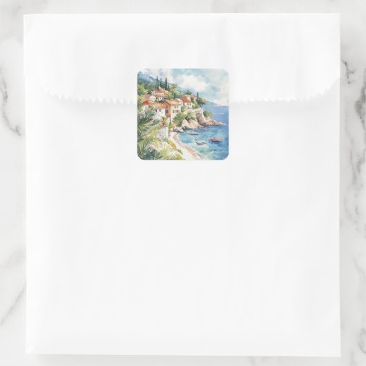 Mediterranean Summer Vierkante Sticker (Tas)
