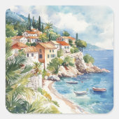Mediterranean Summer Vierkante Sticker (Voorkant)