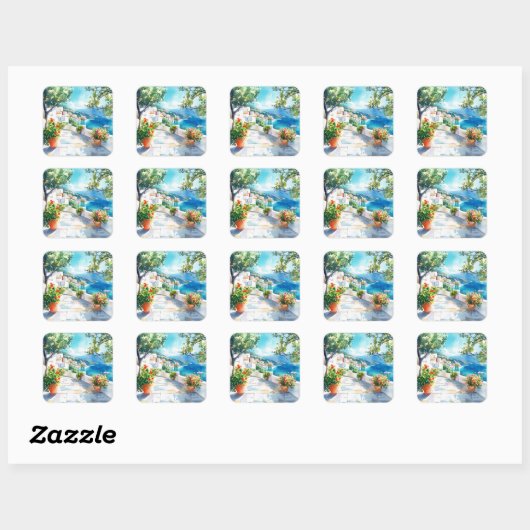Mediterranean Summer Vierkante Sticker (Vel)