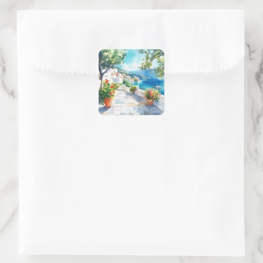 Mediterranean Summer Vierkante Sticker (Tas)