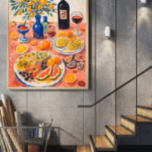Mediterranean Table Still Life – Wine, Citrus Poster