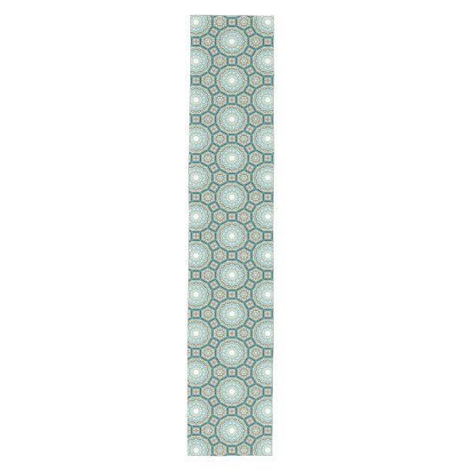 Mediterranean Teal Tile Pattern Medium Tafelloper (Voorkant)