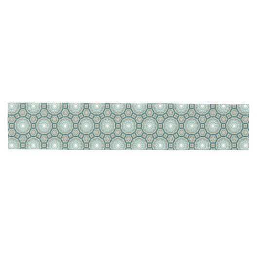 Mediterranean Teal Tile Pattern Medium Tafelloper (Horizontaal)