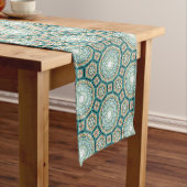 Mediterranean Teal Tile Pattern Medium Tafelloper (Voorbeeld)