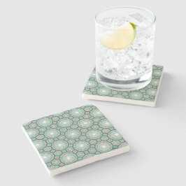 Mediterranean Teal Tile Pattern Stenen Onderzetter