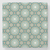 Mediterranean Teal Tile Pattern Stenen Onderzetter (Voorkant)