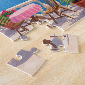 Mediterranean Terrace Ocean View Coastal Art Legpuzzel (Zijkant)