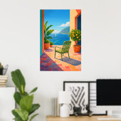 Mediterranean terras zeezicht poster, Amalfi Poster (Thuiskantoor)
