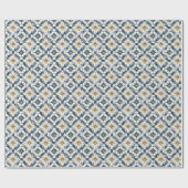 Mediterranean Tile Gift Wrap, Blue and Gold Cadeaupapier (Vlak)