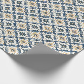 Mediterranean Tile Gift Wrap, Blue and Gold Cadeaupapier (Hoek)