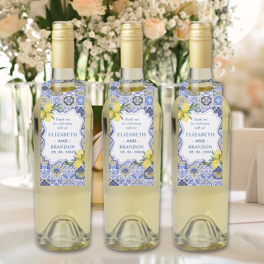 Mediterranean Tile & Lemon Elegance Wedding Flessenhanger