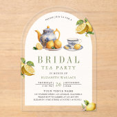 Mediterranean Tile Lemon Tea Party Bridal Shower Acryl Uitnodigingen (Voorkant)
