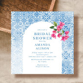 Mediterranean tile pattern Bridal Shower Kaart
