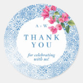 Mediterranean tile pattern Round Sticker (Voorkant)