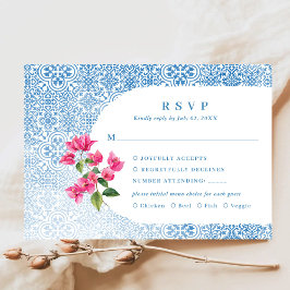 Mediterranean tile pattern RSVP Response Card Kaartje