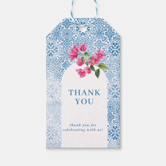 Mediterranean tile pattern Thank you Cadeaulabel (Voorkant)