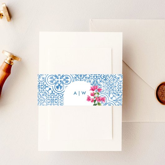 Mediterranean tile pattern uitnodigingen wikkel