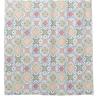 Mediterranean Tile – Vintage Portuguese Pattern Douchegordijn