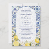 Mediterranean Tiles and Lemon Garland Wedding Kaart (Voorkant)