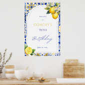 Mediterranean Tiles Lemon Birthday Welcome Sign Poster (Keuken)