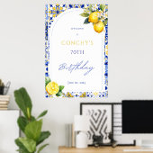 Mediterranean Tiles Lemon Birthday Welcome Sign Poster (Thuiskantoor)