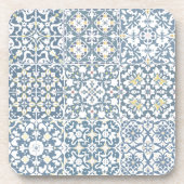 Mediterranean Tiles, Moroccan, Majolica, Azulejo Bier Onderzetter (Voorkant)