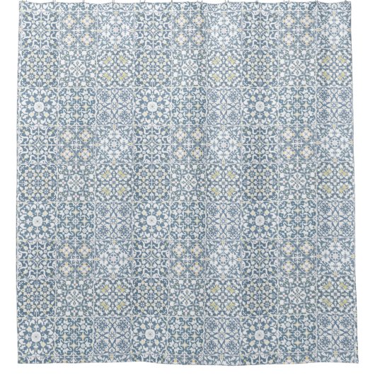 Mediterranean Tiles, Moroccan, Majolica, Azulejo Douchegordijn (Voorkant)